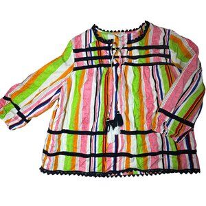 Crown & Ivy Multi Color Striped Boho Blouse...